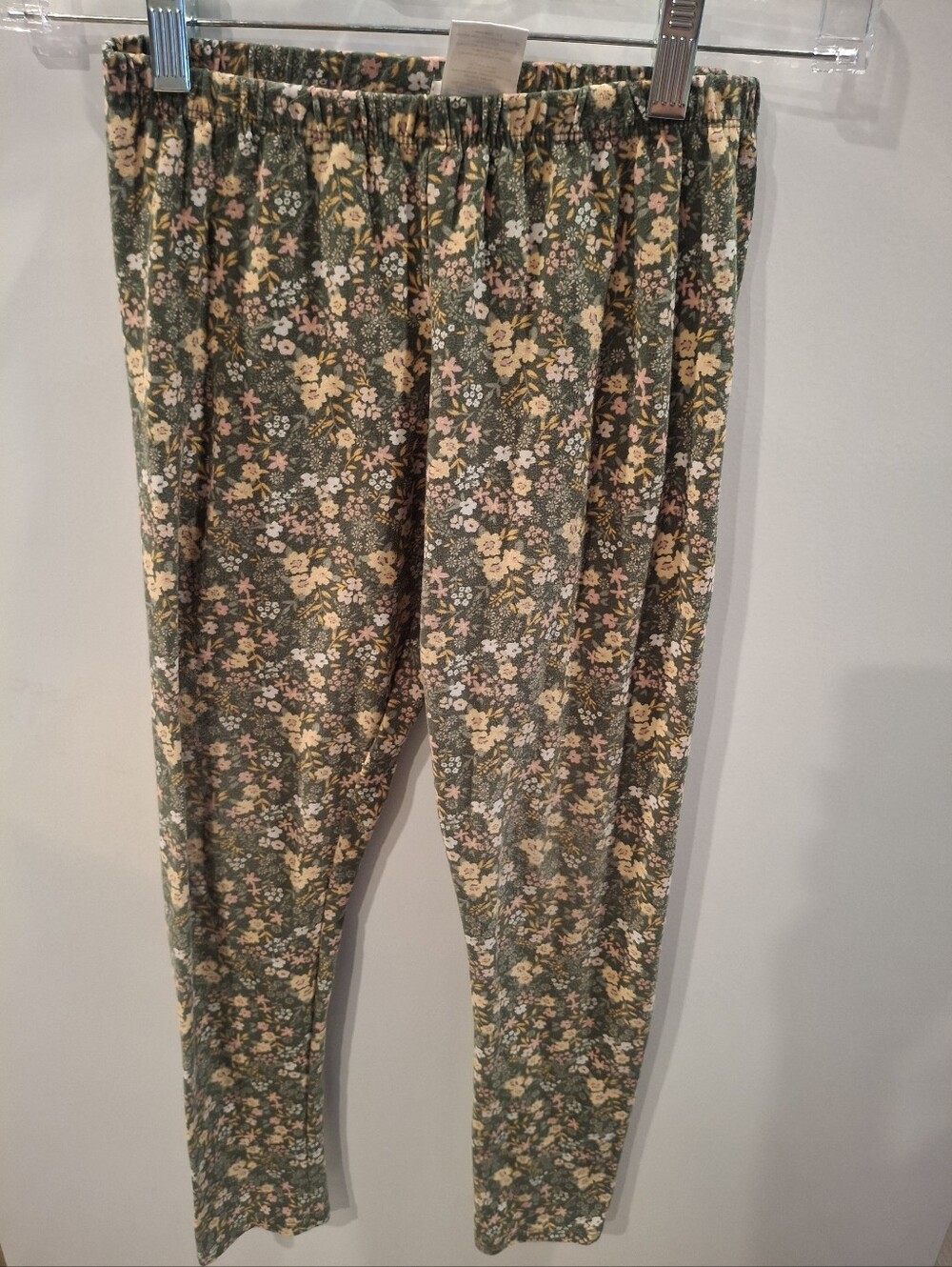 Floral Olive Green Kids Leggings